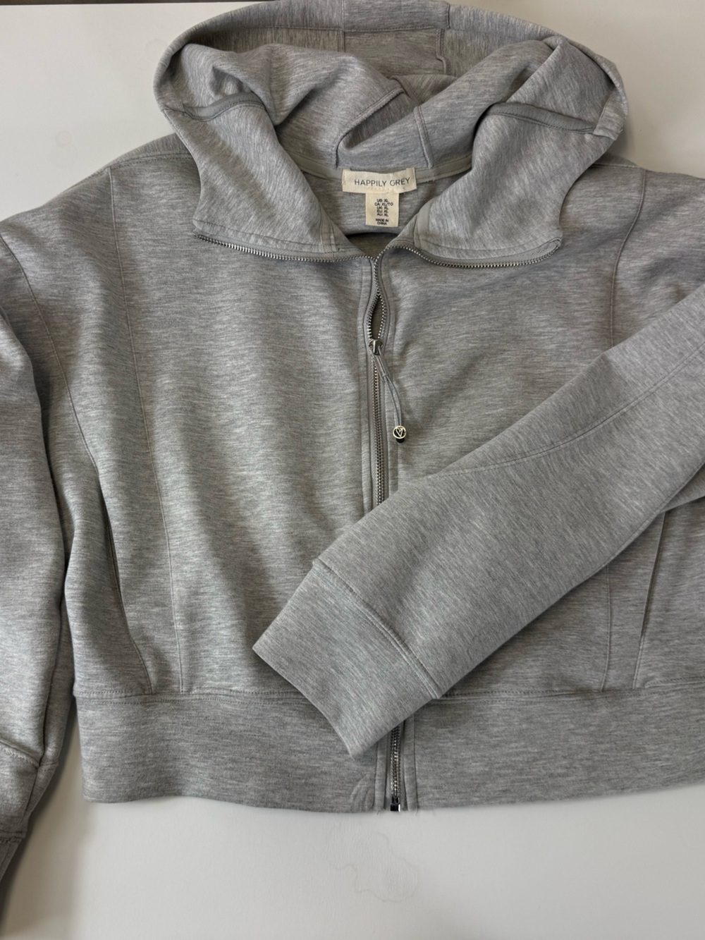 Happily Grey Women's Light Gray Zip Hoodie Sweater